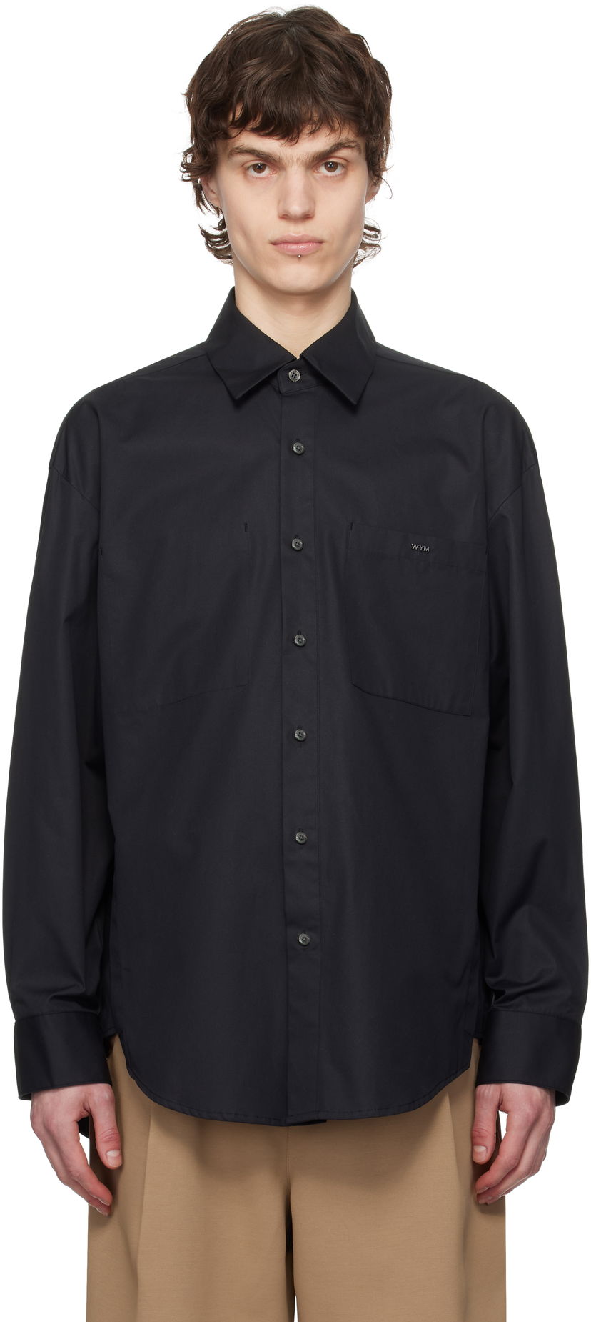 Paita WOOYOUNGMI WOOYOUNGMI Cotton Back Logo Shirt Musta | W251SH07
