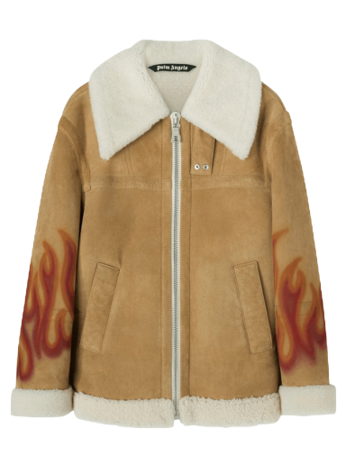 Takki Palm Angels Burning Sherling Jacket Beige | PMJA012F22LEA0011725