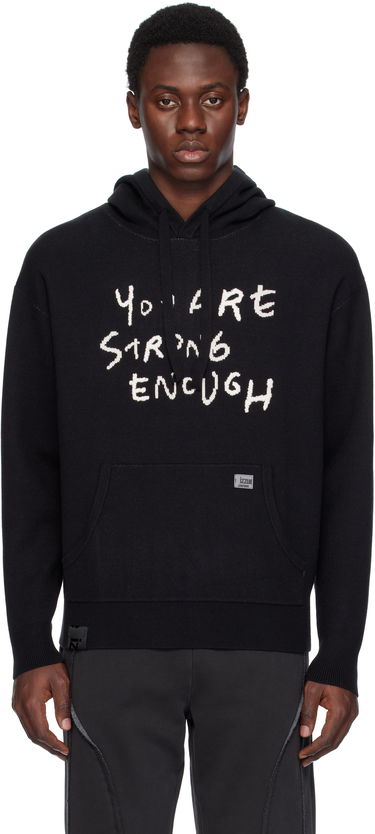 Huppari izzue Slogan Knit Hoodie Musta | IZXKNN4127W4NBKX, 0