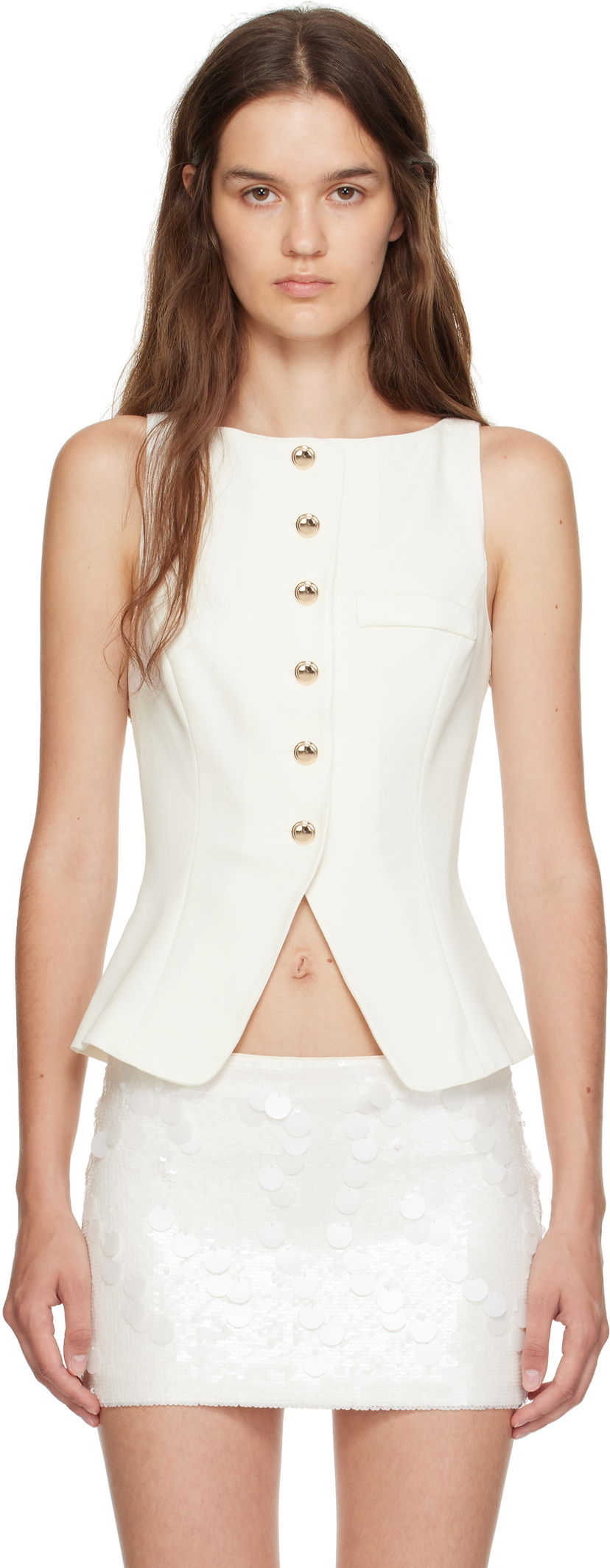 Liivi GUIZIO Guizio Troyes Sleeveless Peplum Top Valkoinen | P25107W142