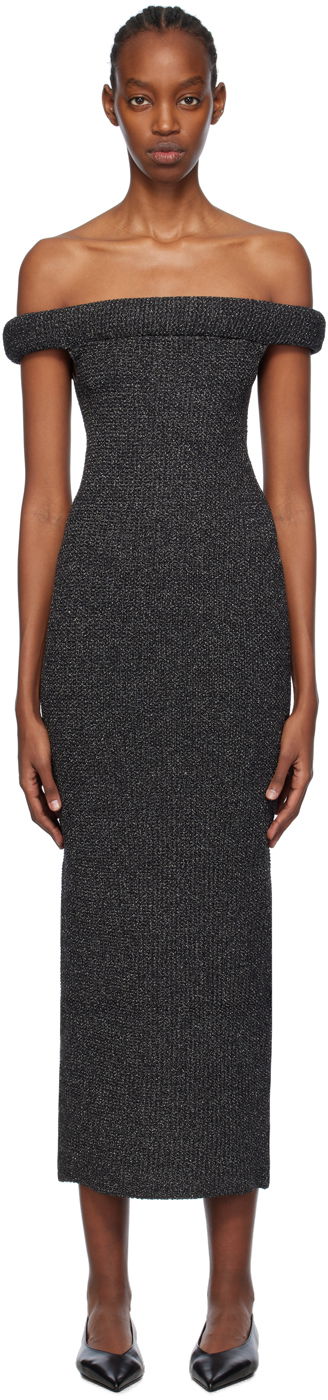 Mekko TOTEME TOTEME Off-The-Shoulder Midi Dress Harmaa | 241-WRD1179-YA0031