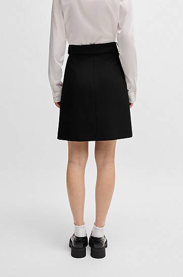 Hame BOSS Mini Skirt with Belt and Wrap-Style Front Musta | 50545768, 1