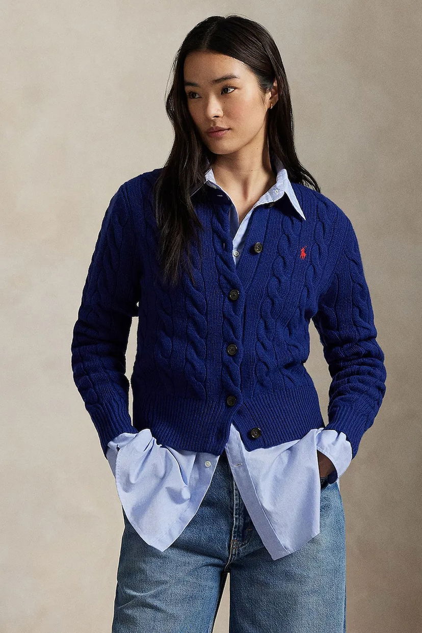 Villapaita Polo by Ralph Lauren Polo Ralph Lauren Cable-Knit Cardigan Sininen | 211972104015