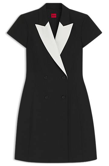 Mekko BOSS Contrast-Lapel Blazer Dress Musta | 50544765