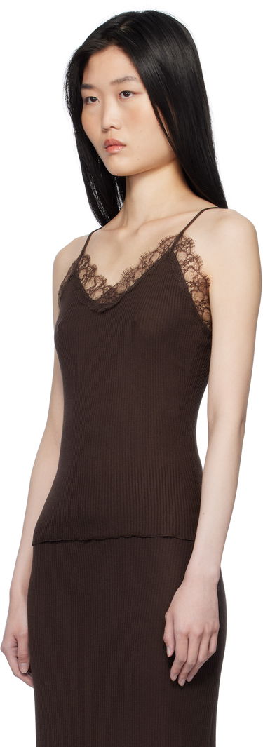 Mekko The Row The Row Ikee Lace-Trim Ribbed Knit Camisole Dress Ruskea | 8426-Y136, 3