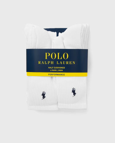 Sukat Polo by Ralph Lauren 6-Pack Half Cushioned Performance Crew Socks Valkoinen | 449943676001, 3