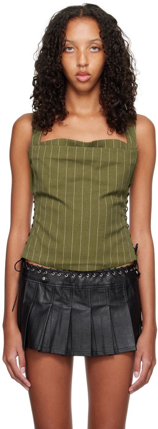 Tankkitoppi Miaou Miaou Vallois Pinstriped Corset Top Vihreä | 7061SWBOVP