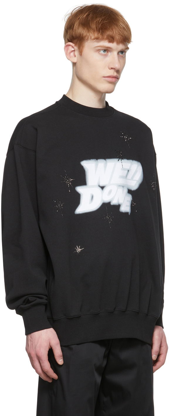 Huppari We11done We11done Cotton Sweatshirt with Stars Print Musta | WD-TS1-22-663-U-BK, 1