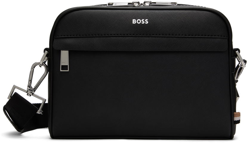 Olkalaukku BOSS Saffiano Leather Reporter Bag Musta | 50548279