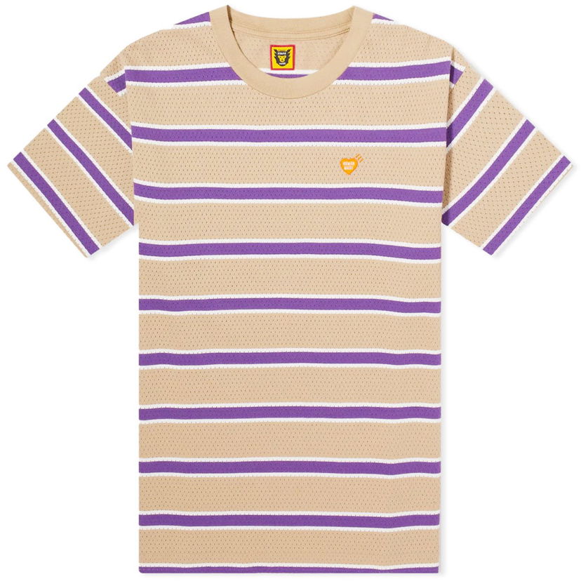 T-paita Human Made Striped Small Heart T-Shirt Beige | HM27CS009-BE