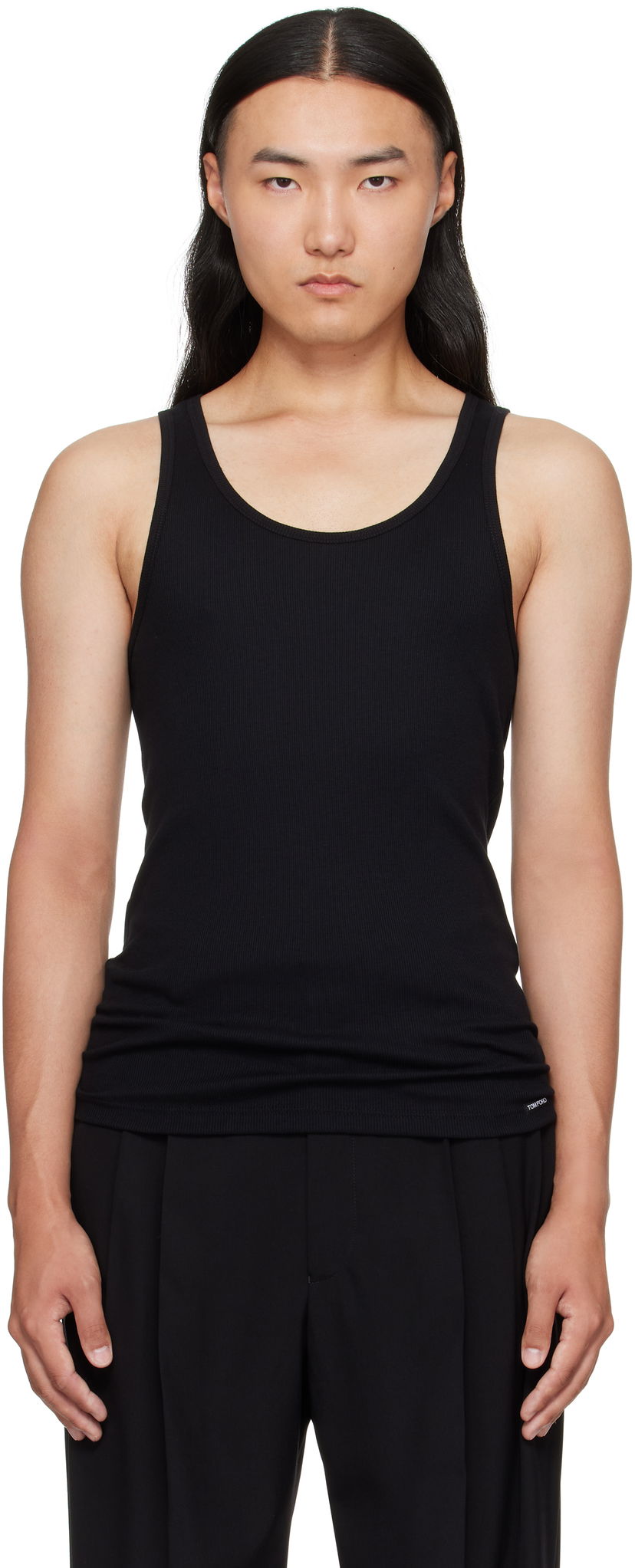 Tankkitoppi Tom Ford TOM FORD Cotton & Modal Rib Tank Top Musta | T4D101210
