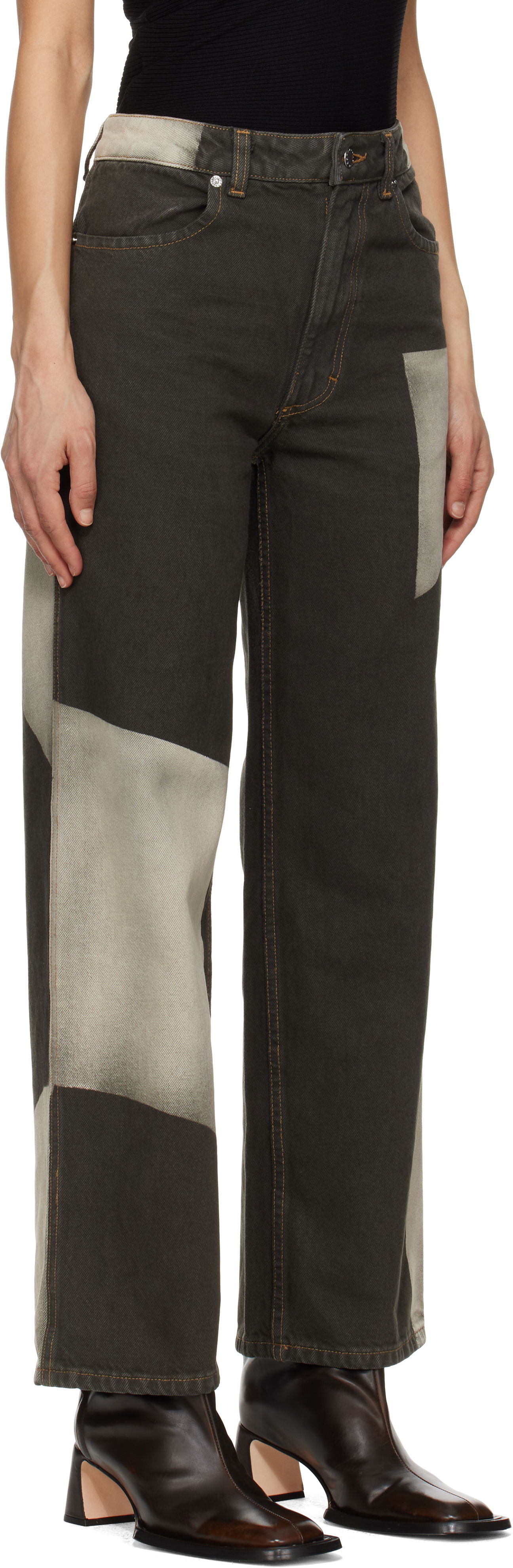 Jeans Eckhaus Latta Eckhaus Latta Wide Leg Jeans Vihreä | 334-EL-PS25-T -, 1