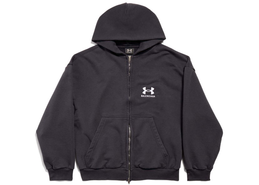 Huppari Balenciaga Under Armour x Zip-Up Hoodie Regular Fit Black/White Musta | 803264TRVB89034