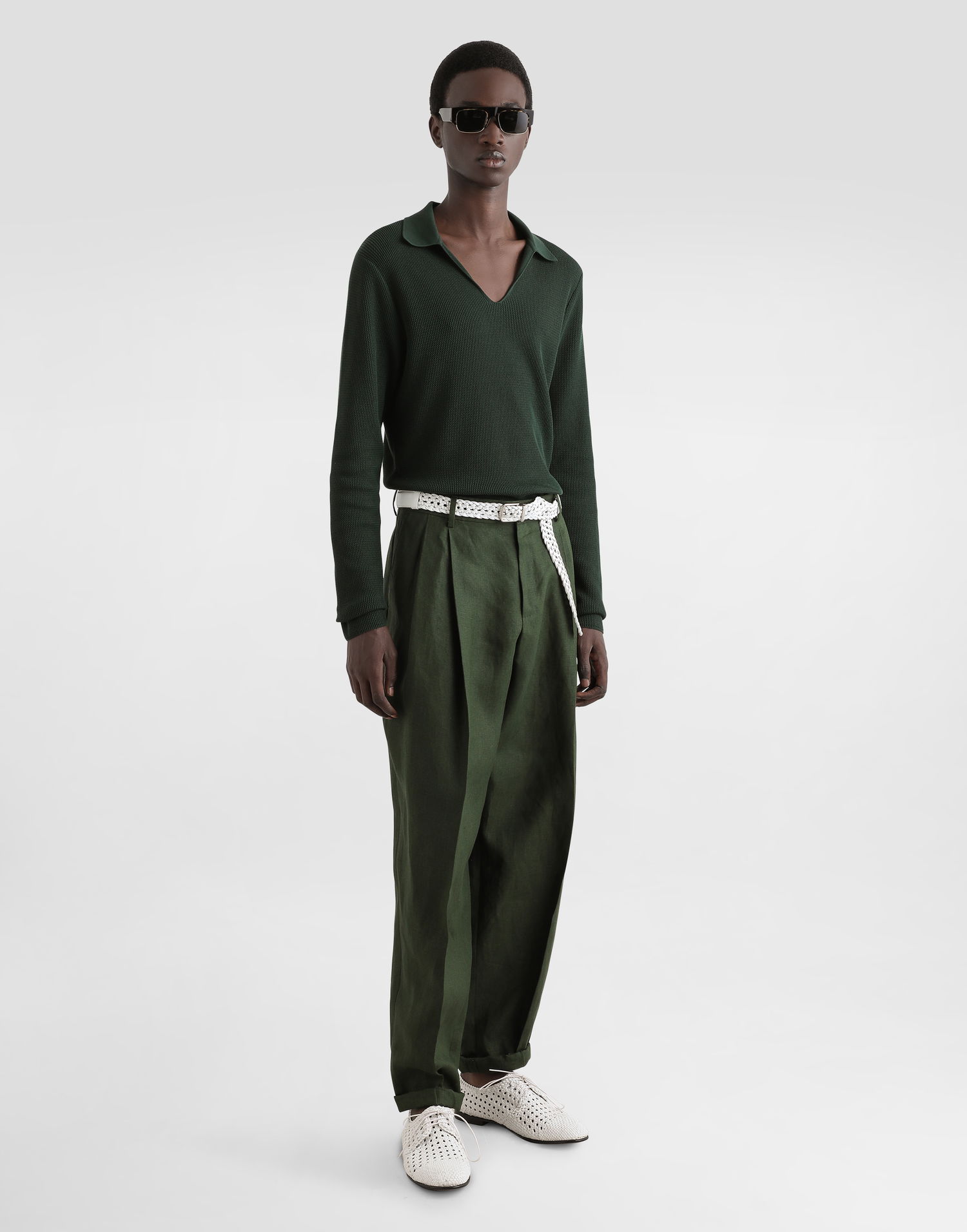 Housut Dolce & Gabbana Dolce & Gabbana Linen Turned-Up Cuffs Pants Vihreä | GP114TFU4MCV0304, 1