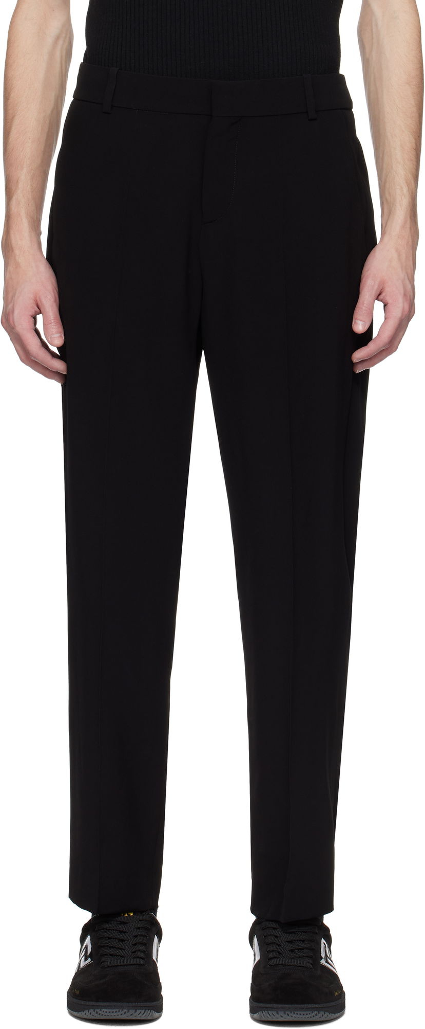 Housut Balmain Balmain Crêpe Straight-Leg Trousers Musta | EH0PM037VB00