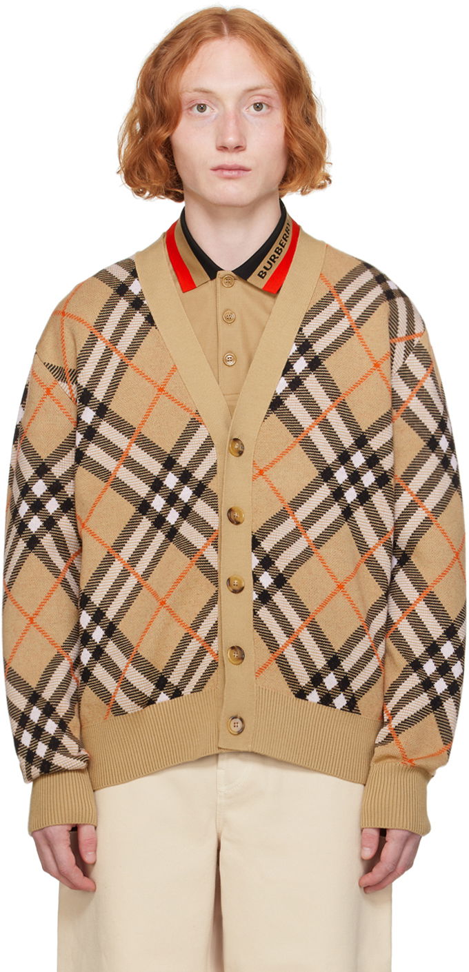 Villapaita Burberry Beige Check Cardigan Beige | 8093494