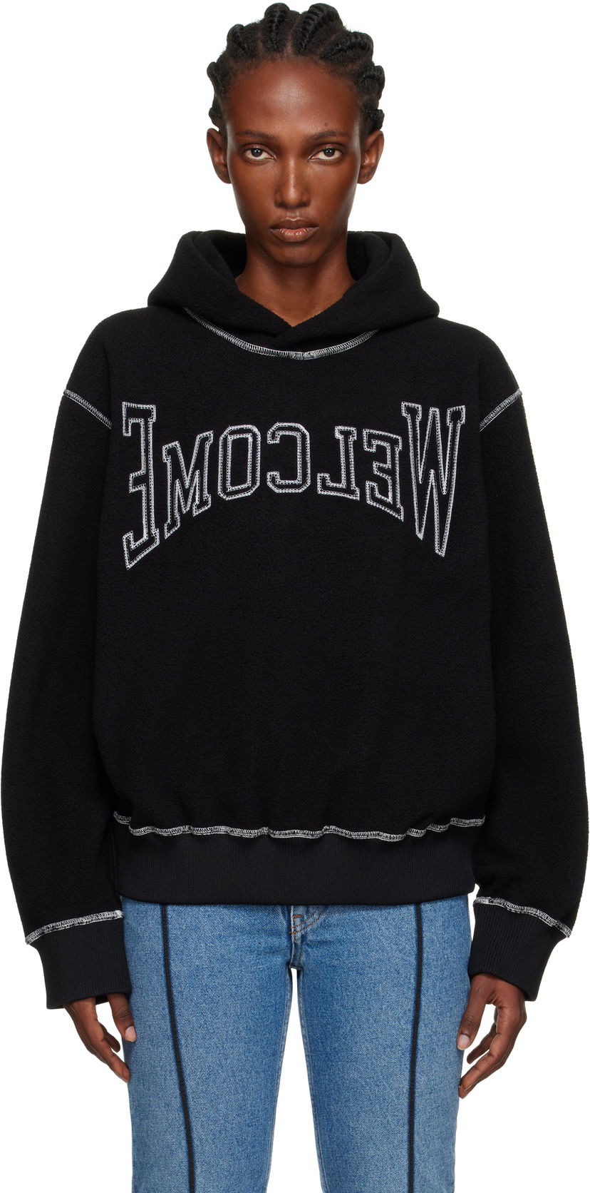 Huppari Maison Margiela MM6 Maison Margiela 'Welcome' Fleece Hoodie Musta | S52GU0243 M20126