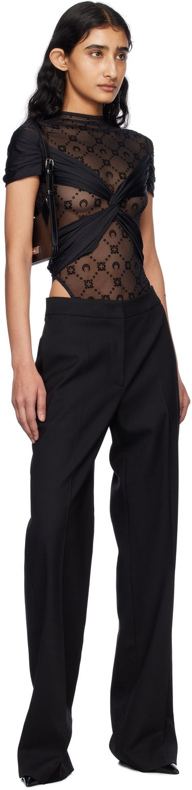 Body Marine Serre Marine Serre Draped Twist-Front Bodysuit Musta | WTO430A RJER0018, 4