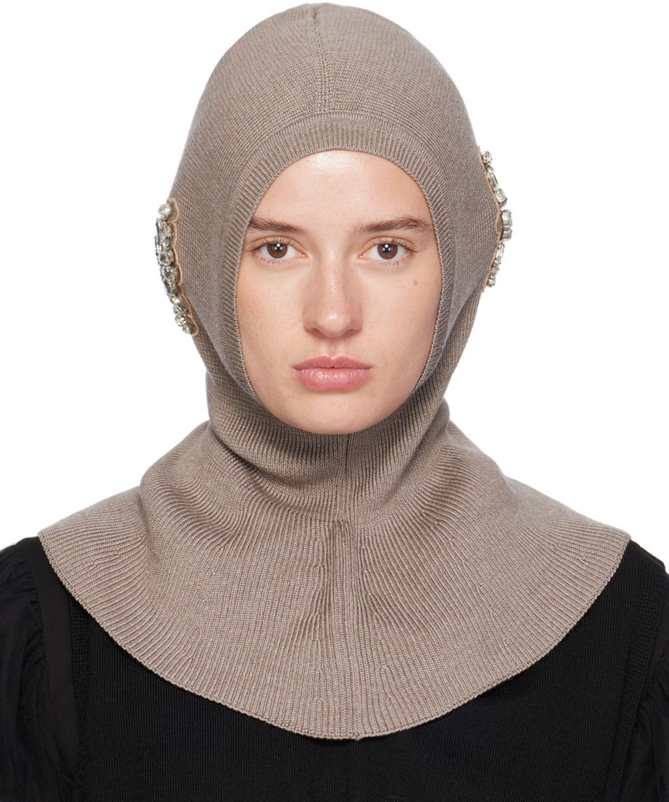 Pipo Simone Rocha Simone Rocha Embellished Knit Balaclava Beige | KMK5WB 0647, 0