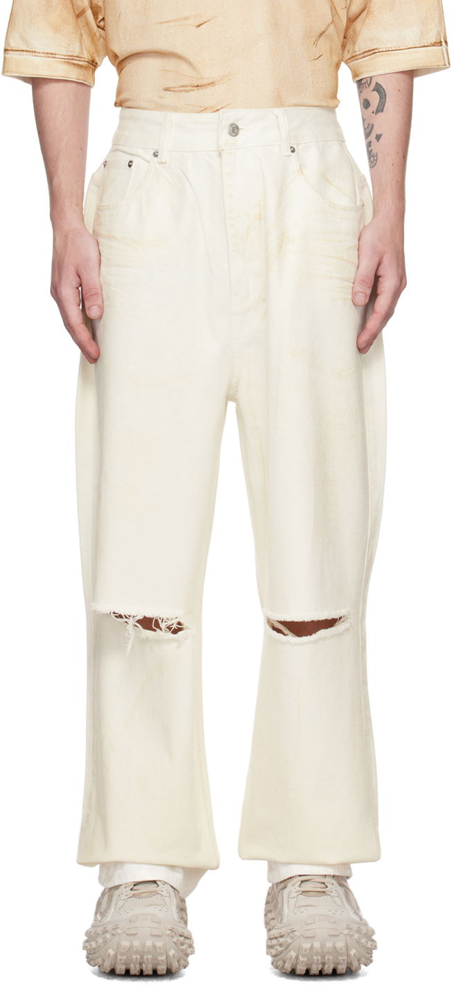 Jeans We11done Foil Coated Relaxed-Fit Jeans Valkoinen | WD-DP1-23-342-M-WH