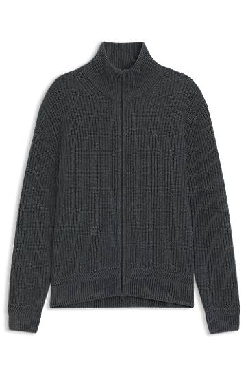 Villapaita BOSS BECKHAM x BOSS Zip-Up Cardigan in Wool and Cashmere Harmaa | 50554340