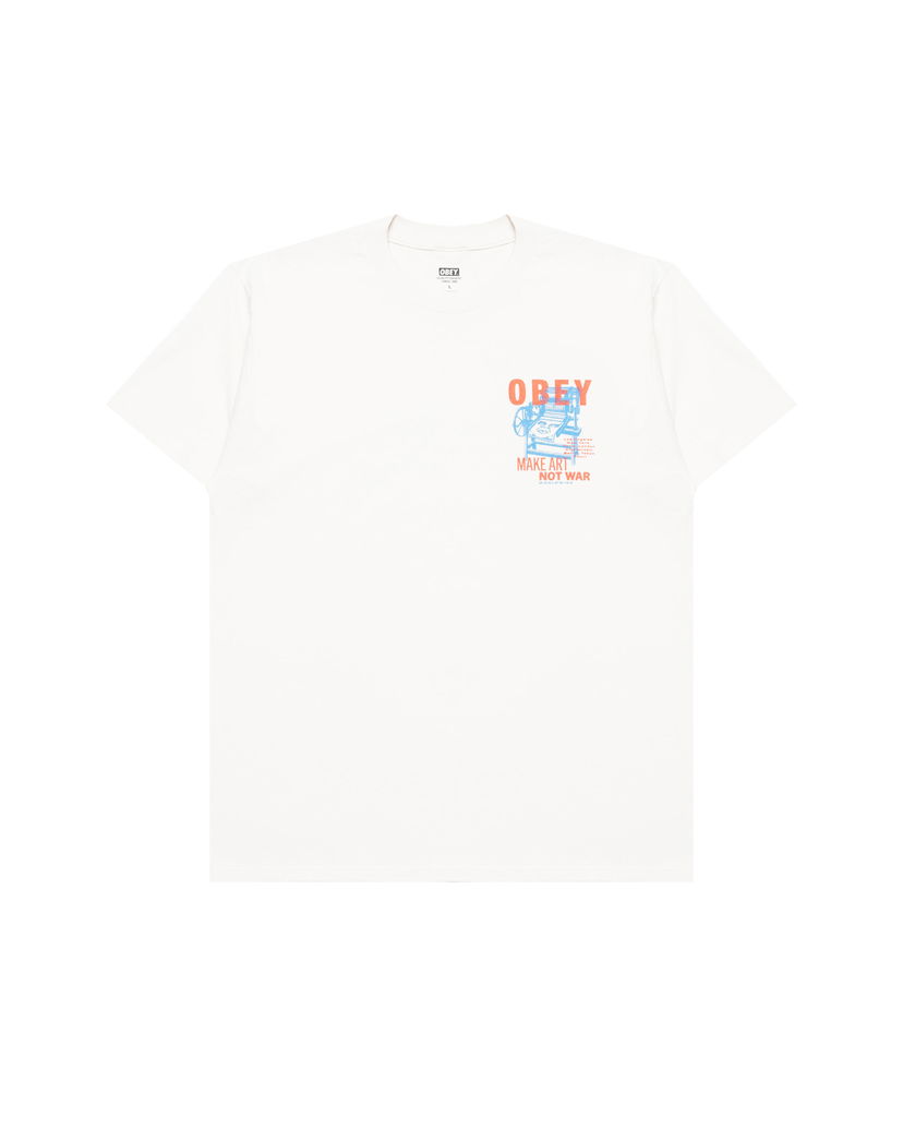T-paita OBEY Obey Printing Press Make Art T-Shirt Valkoinen | 165264061-CRM