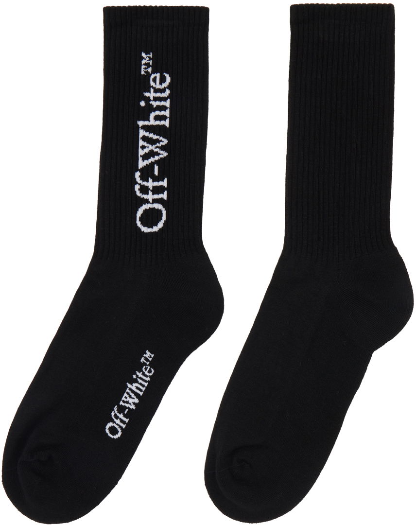Sukat Off-White Off-White Mid Calf Socks with Logo Musta | OMRA085C99KNI0011001, 1