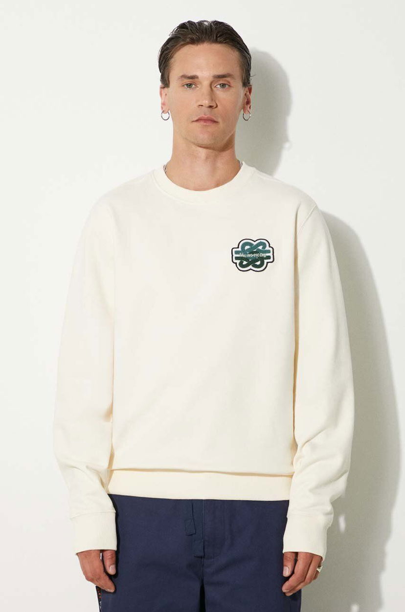 Huppari Filling Pieces Crewneck Sweatshirt With Application Beige | 74533929936