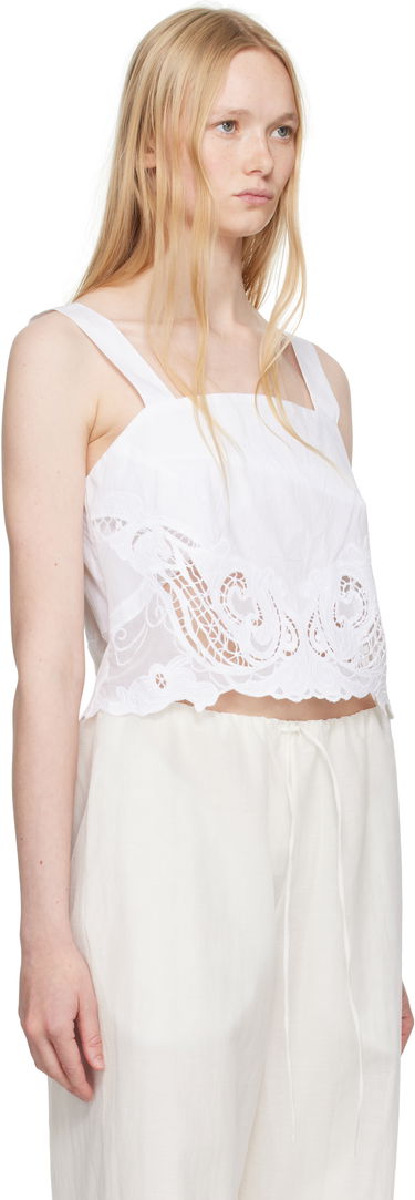 Crop top rag & bone Rag & Bone Clem Lace-Trim Poplin Tank Top Valkoinen | WAW25SA036LA36, 1