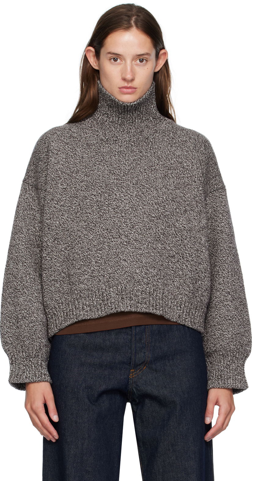 Villapaita &Daughter &Daughter Caragh Chunky Crop Turtleneck Sweater Harmaa | HKN03934