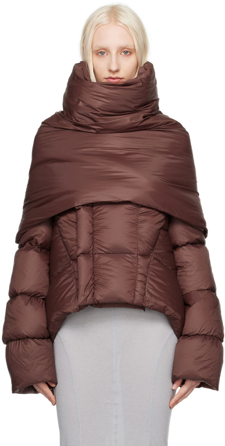 Vaatteet Rick Owens Brown Porterville Cowl Scarf Ruskea | RP02D3443 NP