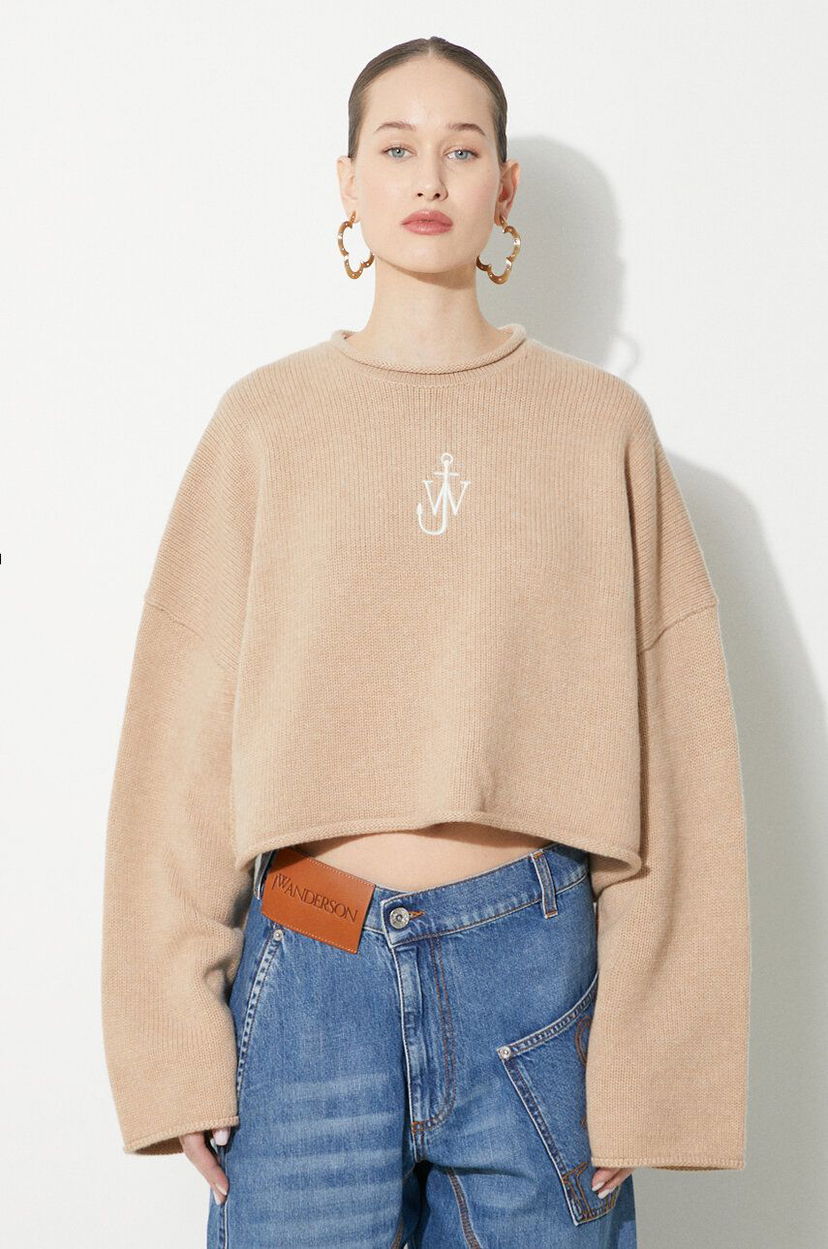 Villapaita JW Anderson JW Anderson Cropped Anchor Jumper Beige | KW1121.YN0264.132