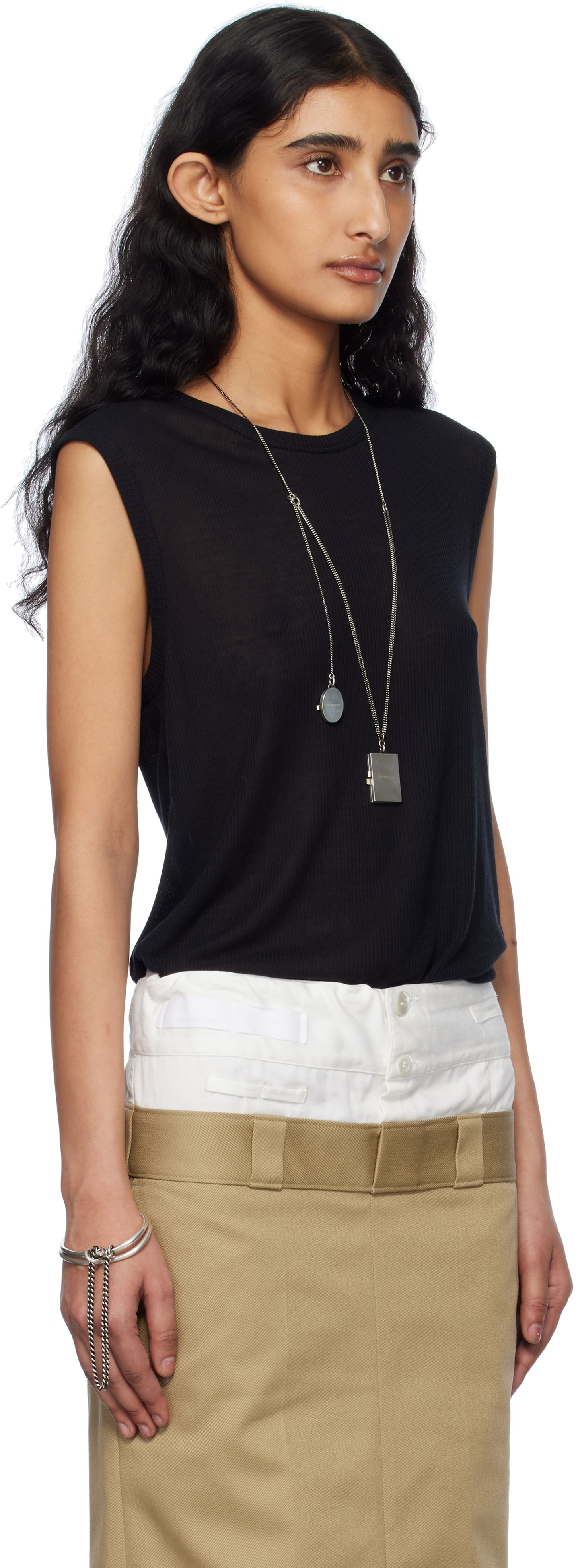 Hame Ann Demeulemeester Ann Demeulemeester Biba Sleeveless Tank Top Beige | 2510-W-JTO05-FA570-099, 1