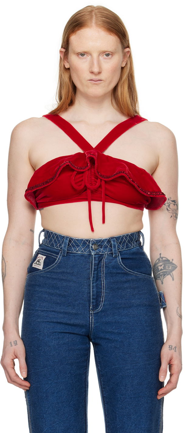 Tankkitoppi Bode Velvet Ruffle Bra Punainen | WRF23UP008