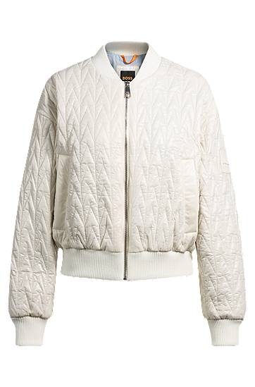 Bomber-takki BOSS BOSS Bomber Jacket with Chevron Quilting Valkoinen | 50531026