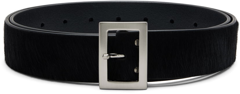 Vyöt Rick Owens Calf Hair Square Buckle Belt Concordians Stooges Musta | RR02E1483 LHL