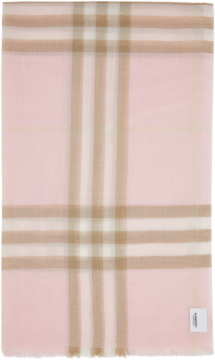 Huivi Burberry Gauze Giant Check Scarf Pink Vaaleanpunainen | 8019462