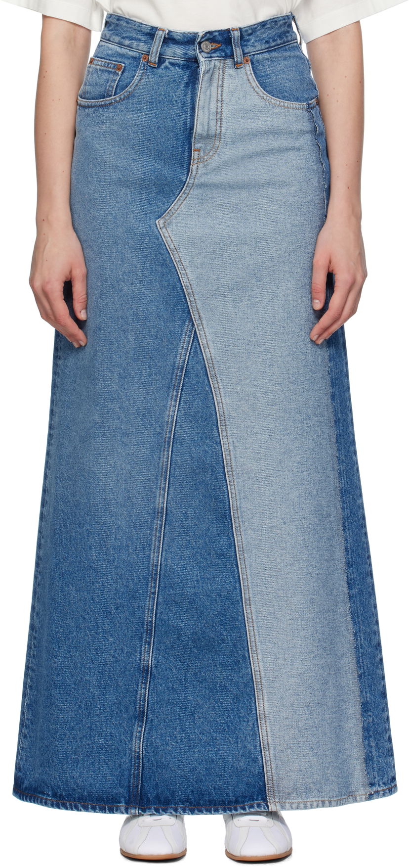 Hame Maison Margiela MM6 Maison Margiela Faded Denim Maxi Skirt Sininen | S52MI0025 M30018
