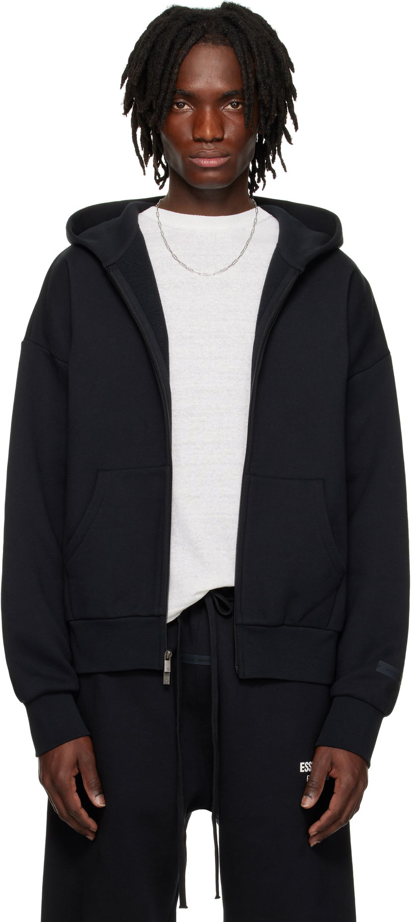 Huppari Fear of God ESSENTIALS Classic Full Zip-Up Hoodie Musta | 192AS254780F