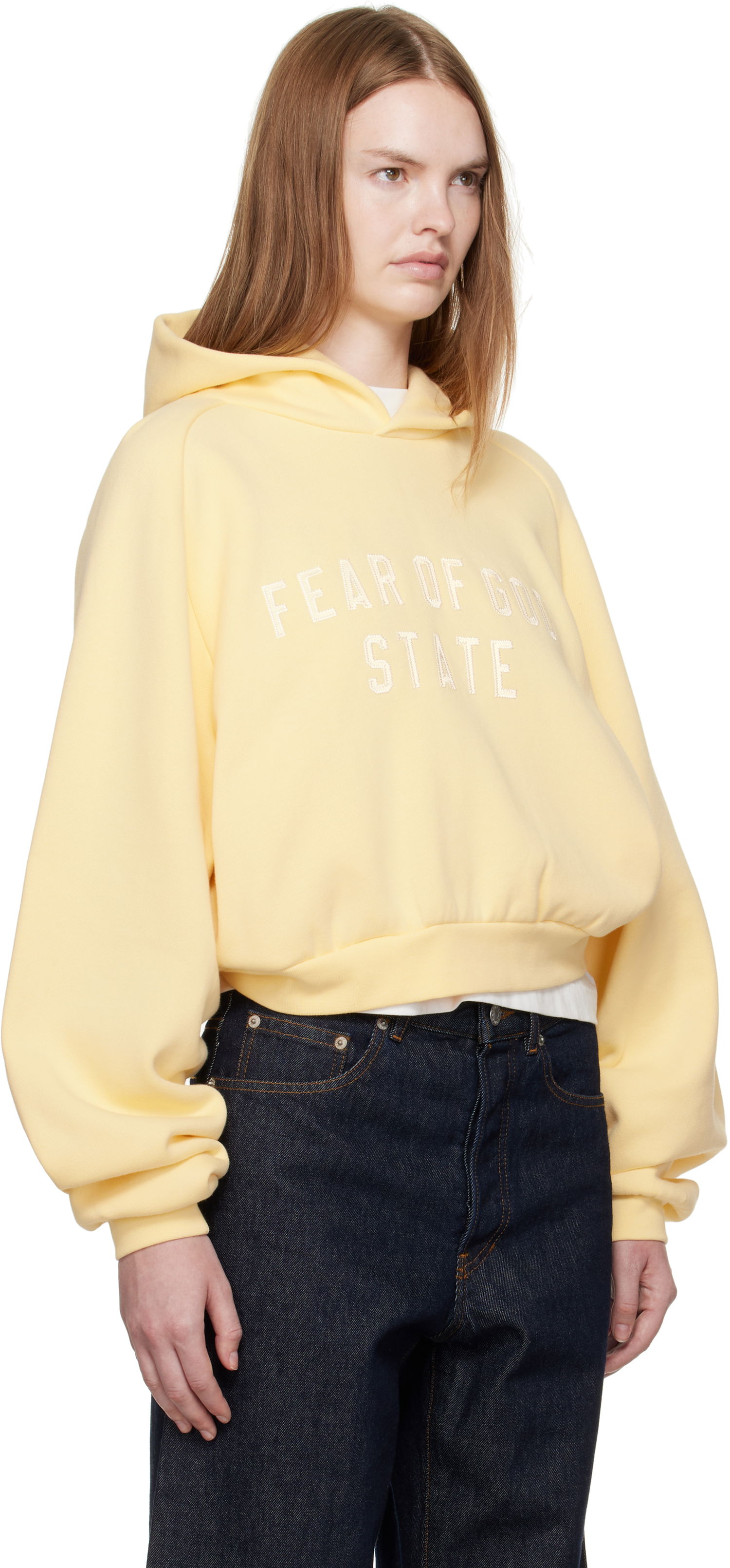 Huppari Fear of God Fear of God ESSENTIALS Cropped Fleece Raglan Hoodie Keltainen | 192SP257828FW, 1