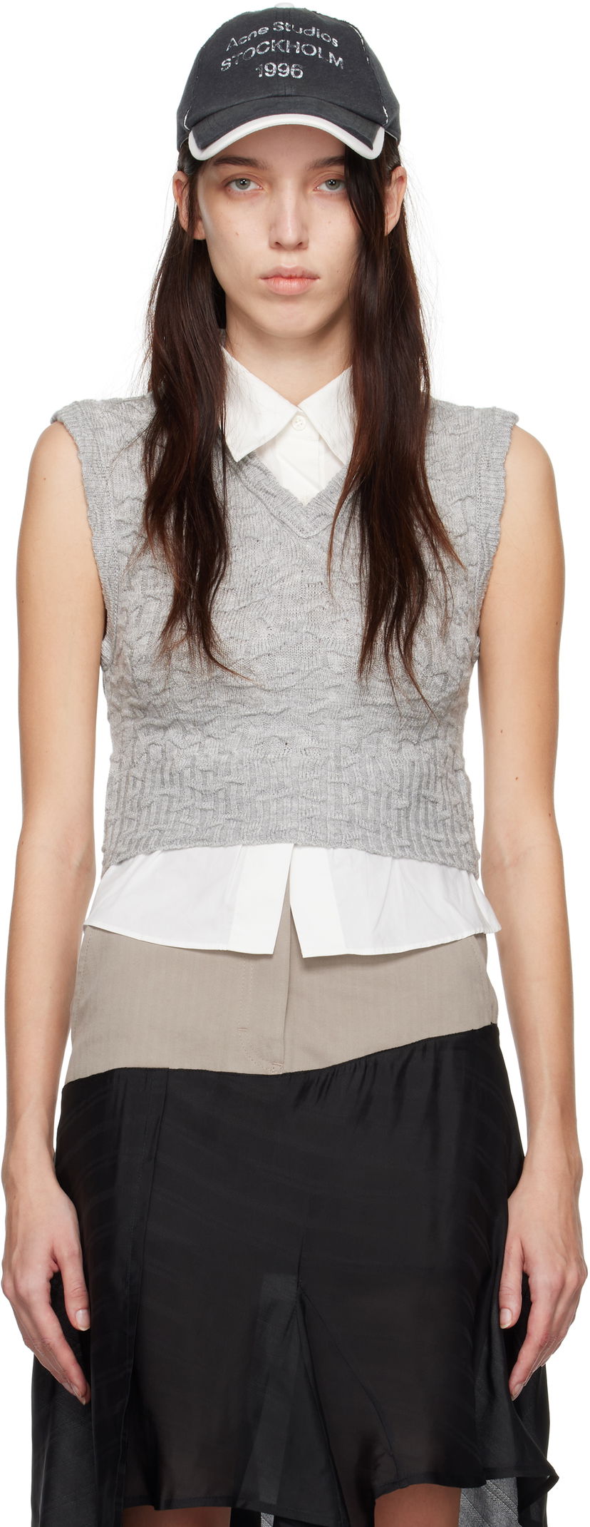 Villapaita Acne Studios Layered Vest Harmaa | A60539-