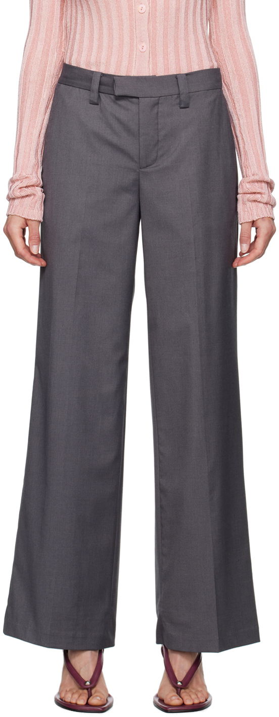 Housut GUIZIO Guizio Athalia Wide-Leg Trousers Harmaa | P24205W103
