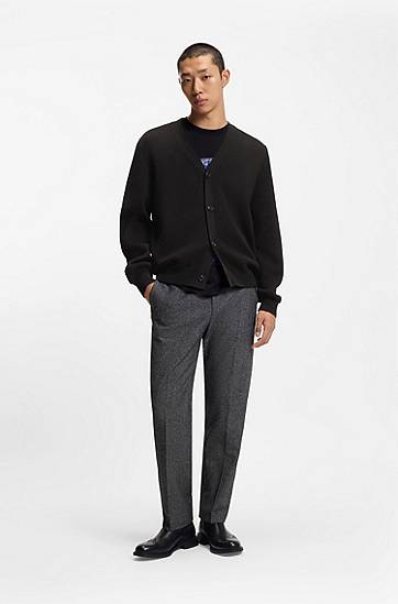 Villapaita BOSS Cotton cardigan with knitted structure Musta | 50551509, 1