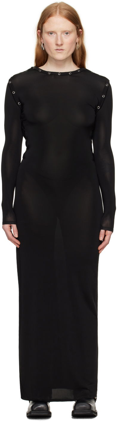 Mekko Y/PROJECT Black Snap Off Maxi Dress Musta | 104DR003