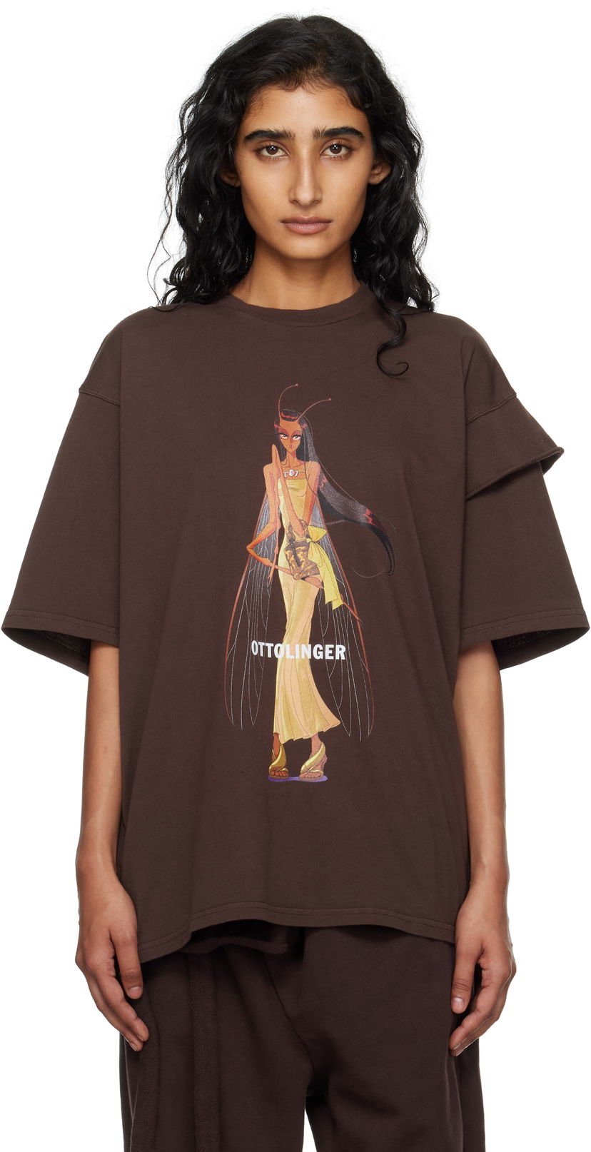 T-paita Ottolinger Ottolinger Deconstructed Boxy T-Shirt Ruskea | 115-102415-05