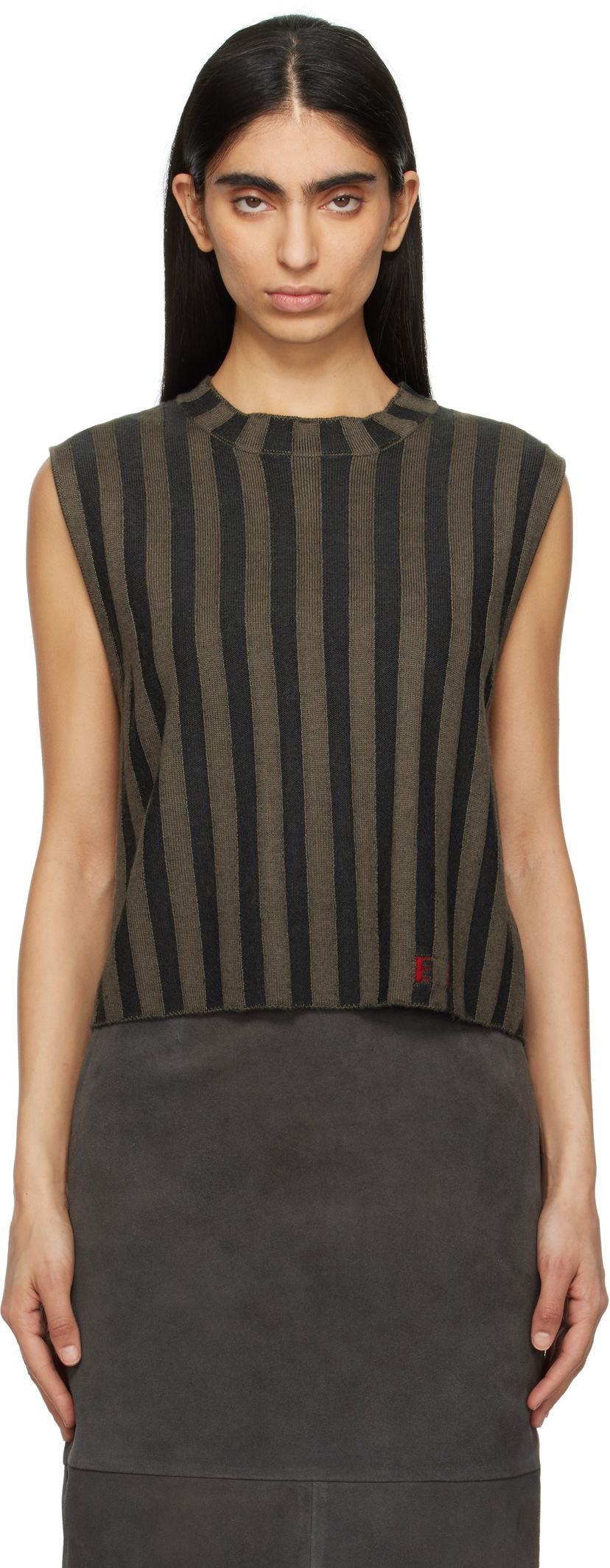Villapaita Eckhaus Latta Eckhaus Latta Striped Knit Tank Top Ruskea | 8025-EL-PS25-B -
