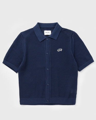 Poolopaita ØLÅF Knitted Polo Shirt Tummansininen | M210701-NAVY, 1