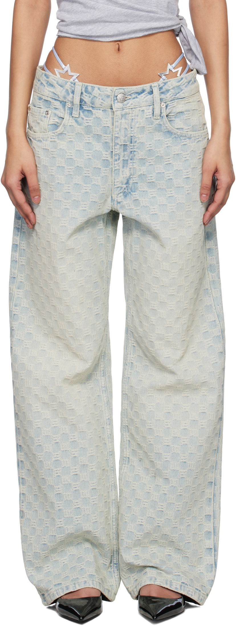 Jeans MISBHV MISBHV Monogram Ocean Washed Wide-Leg Jeans Sininen | 250W316