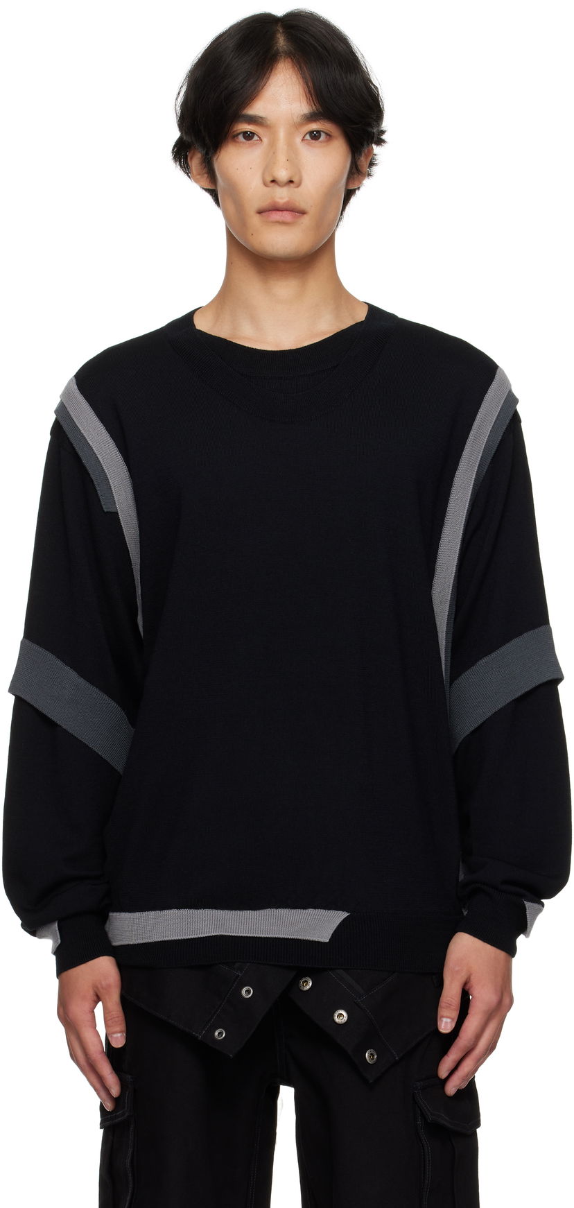Villapaita Andersson Bell Layered Crewneck Sweater Musta | atb1334m