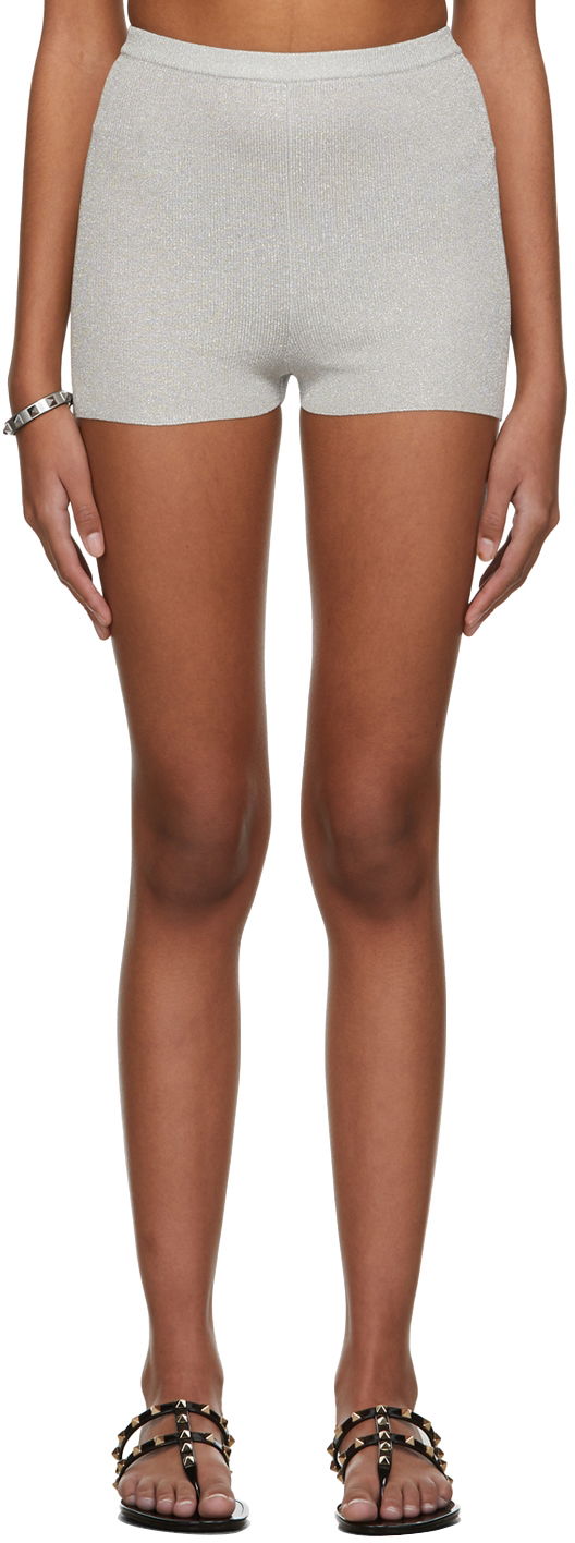 Shortsit Valentino Knit Metallic Shorts Harmaa | XB3KW00F70F